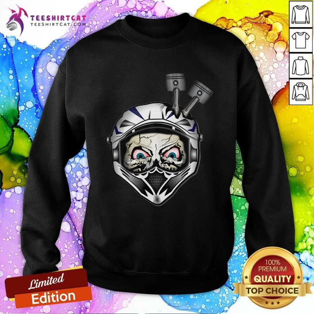 Funny Motorcycle Helmet Skull Head Pistons Shirt