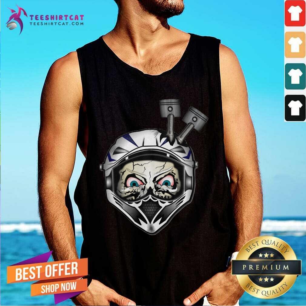 Funny Motorcycle Helmet Skull Head Pistons Shirt