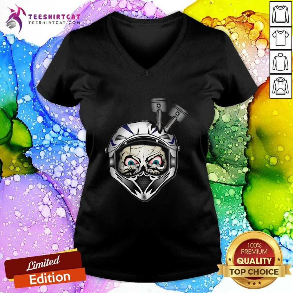 Funny Motorcycle Helmet Skull Head Pistons Shirt