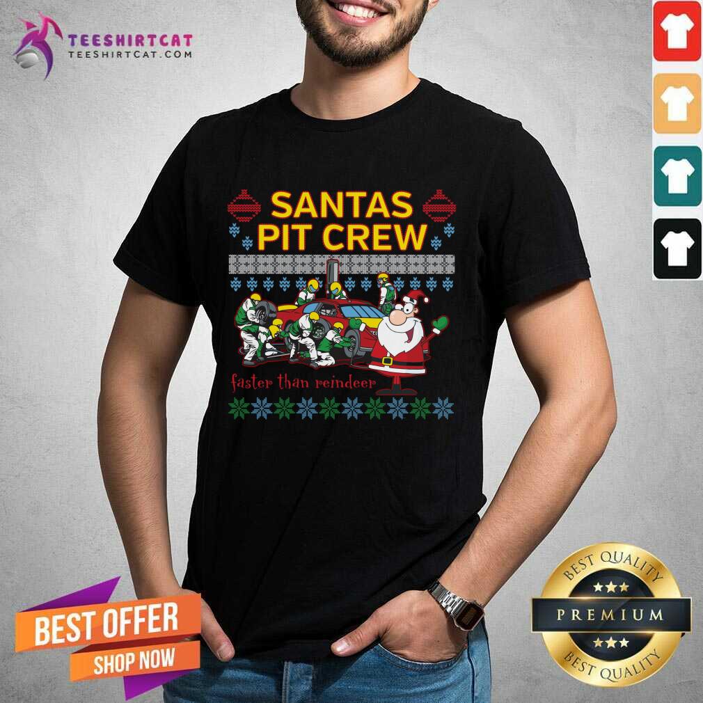 Good Santa'S Pit Crew Race Car Ugly Christmas Santas Pit Crew T-Shirt