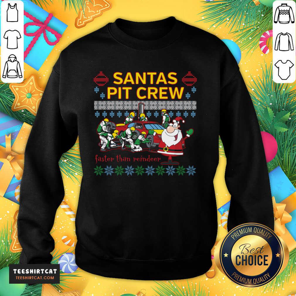Good Santa'S Pit Crew Race Car Ugly Christmas Santas Pit Crew T-Shirt