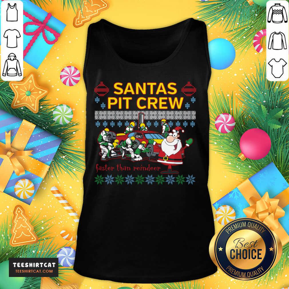 Good Santa'S Pit Crew Race Car Ugly Christmas Santas Pit Crew T-Shirt