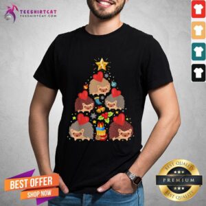 Top Hedgehog Christmas Tree Snow Funny Hedgehog Xmas Gift Hedgehog T-Shirt