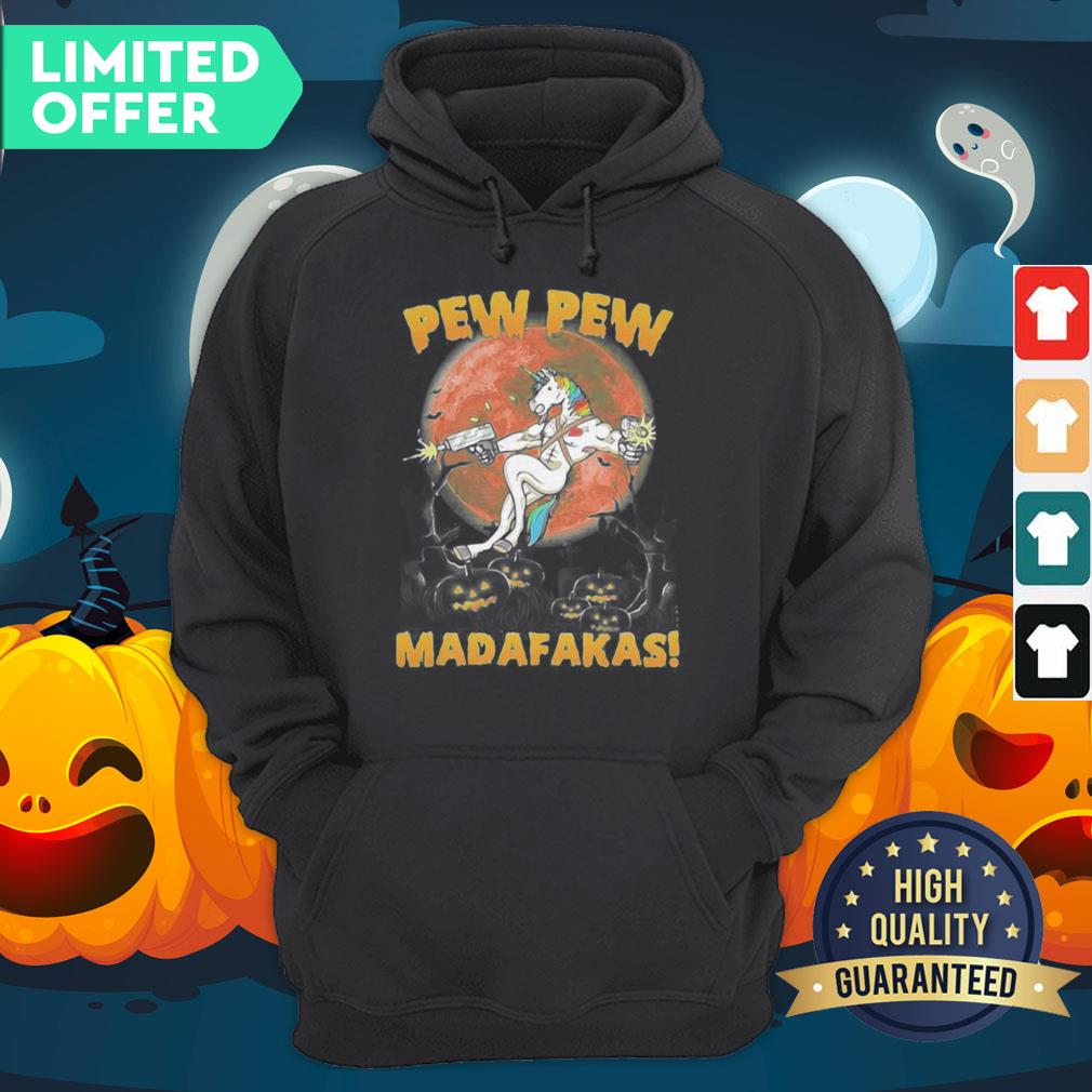 Halloween Unicorn Pew Pew Madafakas Blood Moon Shirt