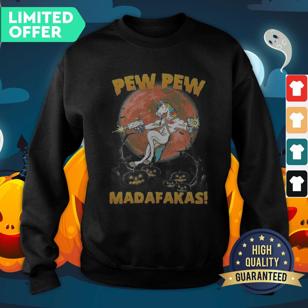 Halloween Unicorn Pew Pew Madafakas Blood Moon Shirt