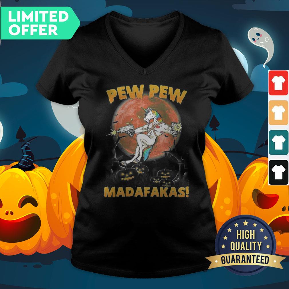 Halloween Unicorn Pew Pew Madafakas Blood Moon Shirt