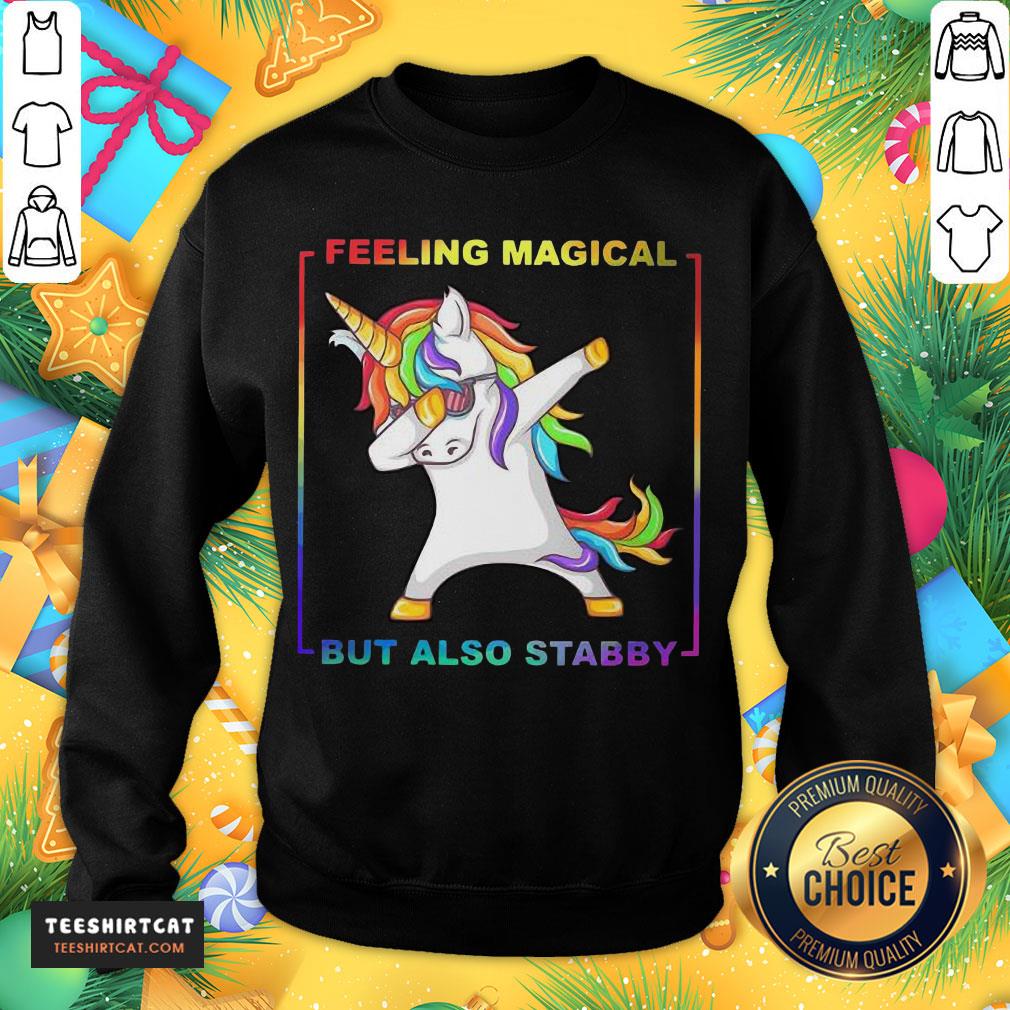 Happy LGBT Unicorn Dabbing Feeling Magical But Also Stabby Shirt