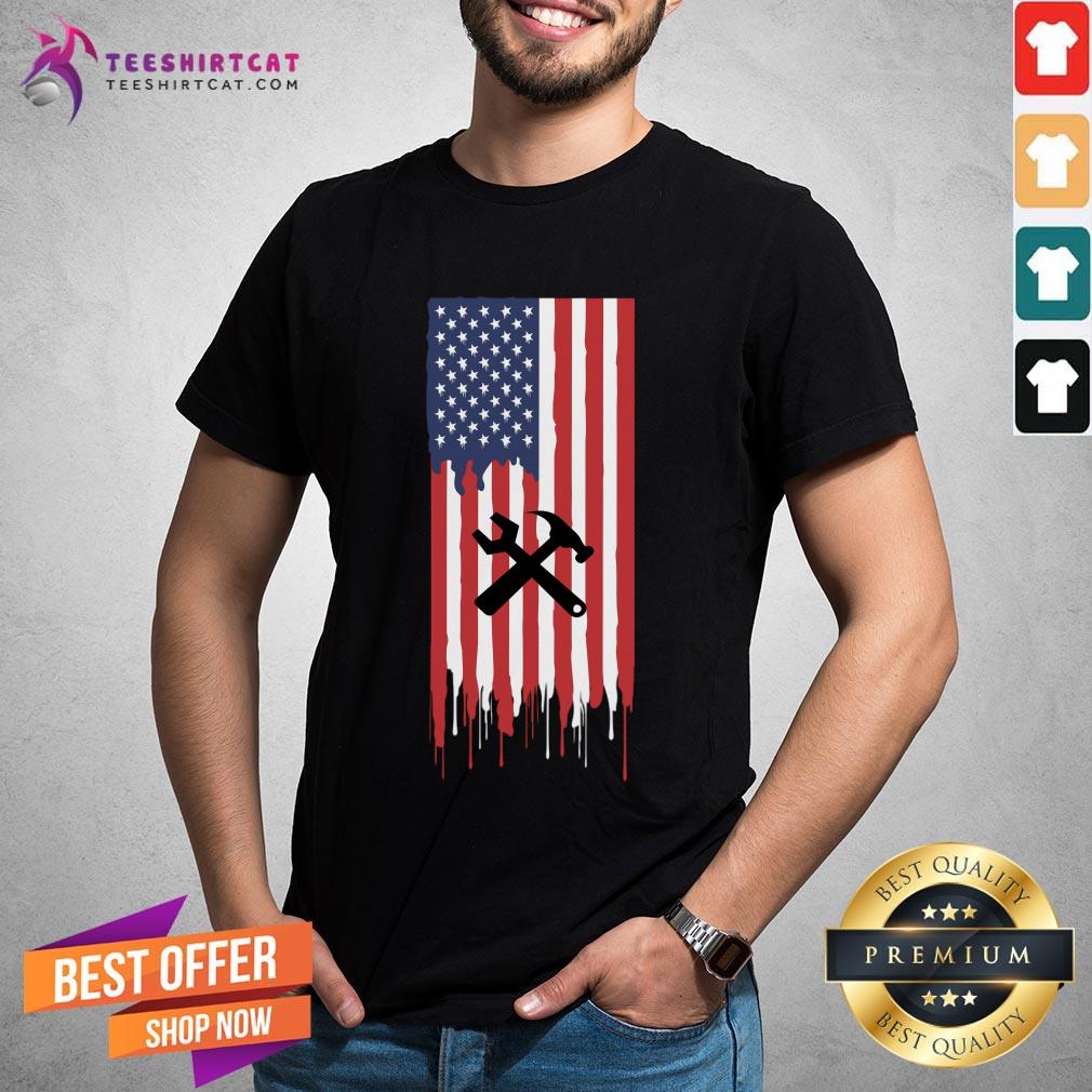 Happy Tile Setter Settling America Flag Gift T-Shirt