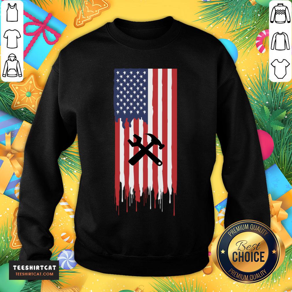 Happy Tile Setter Settling America Flag Gift T-Shirt