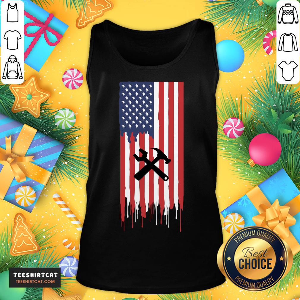 Happy Tile Setter Settling America Flag Gift T-Shirt