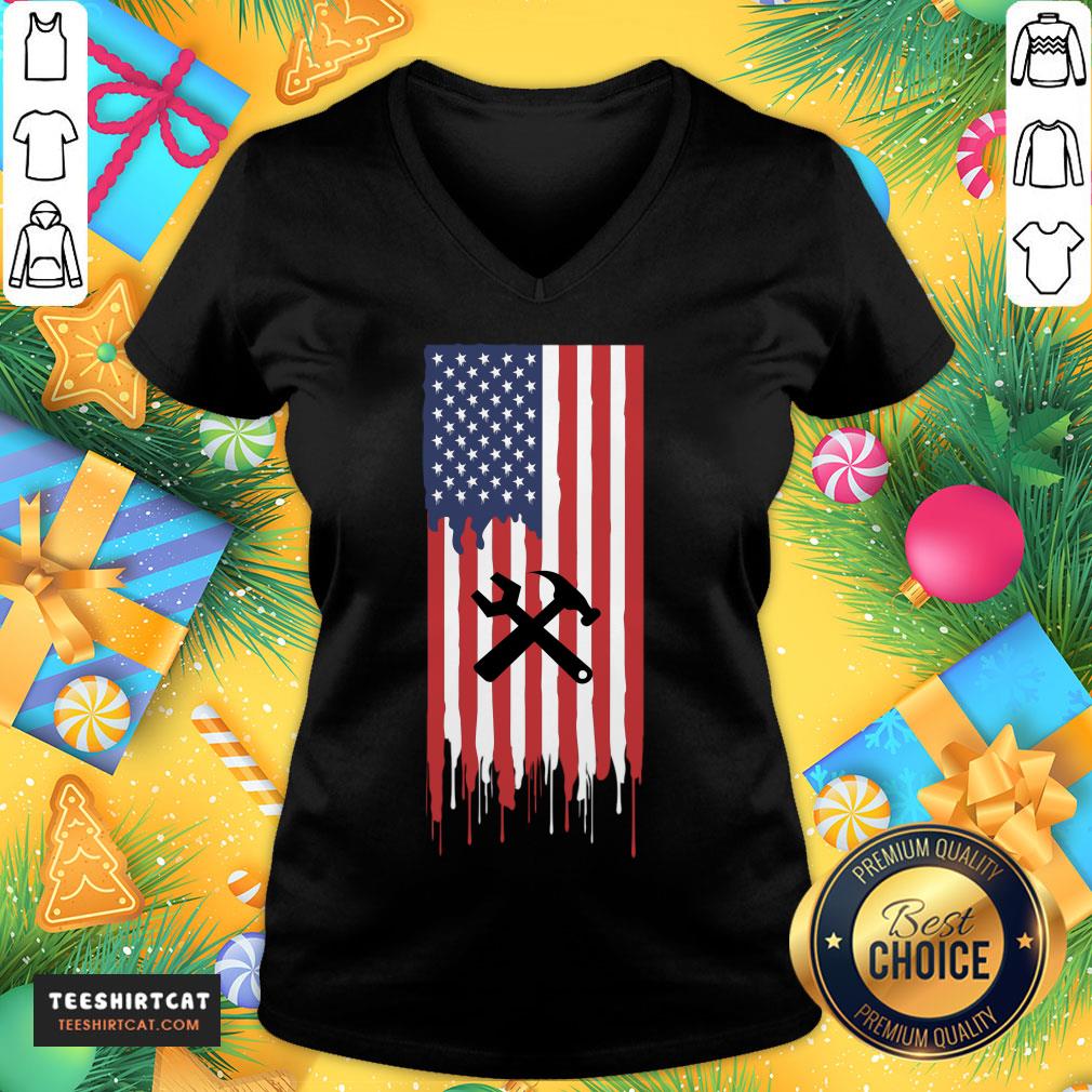 Happy Tile Setter Settling America Flag Gift T-Shirt