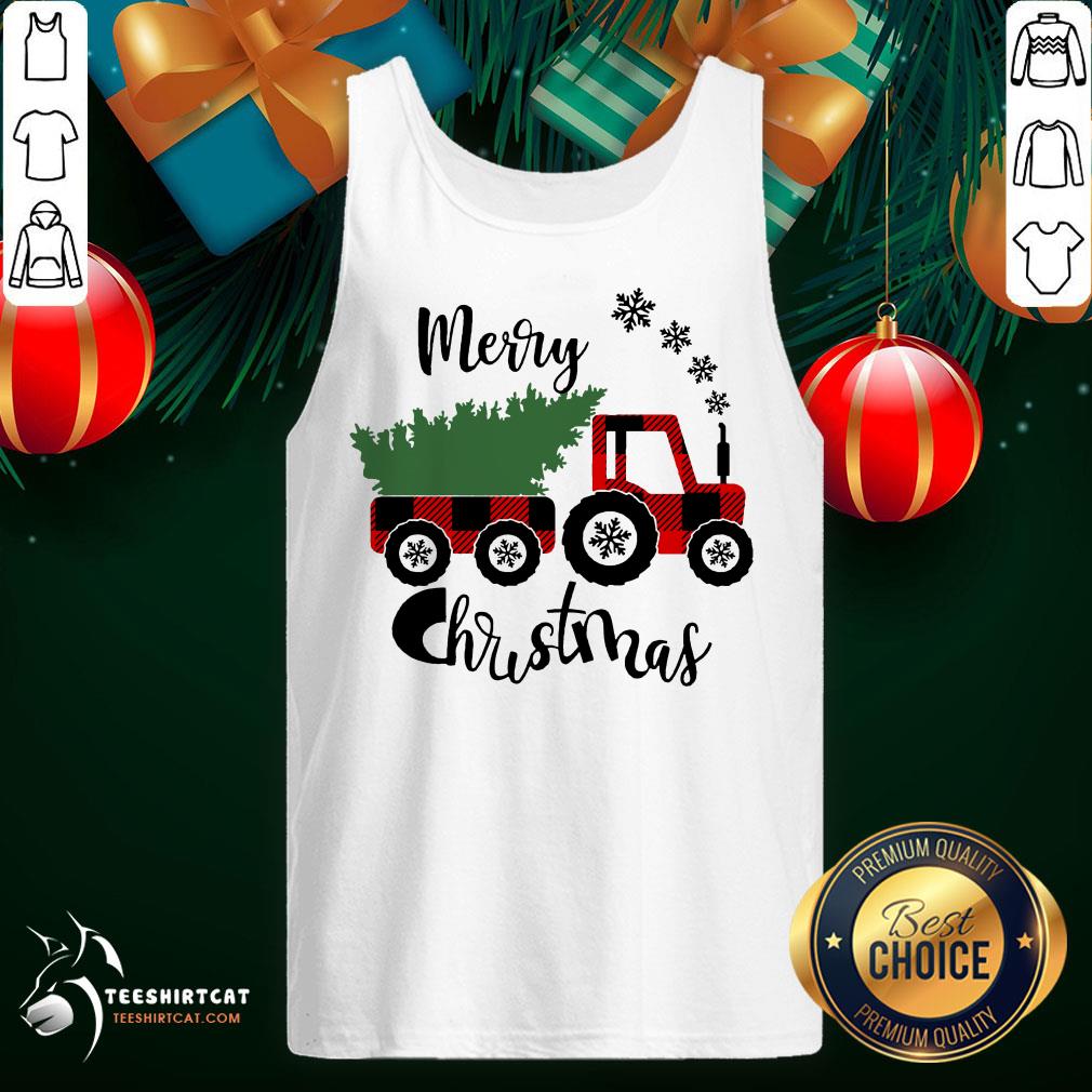 Happy Tractor Merry Christmas Tree Shirt