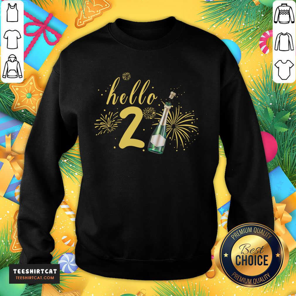 Hot Hello 2021 Champagne Bottle Fireworks New Years Party Shirt