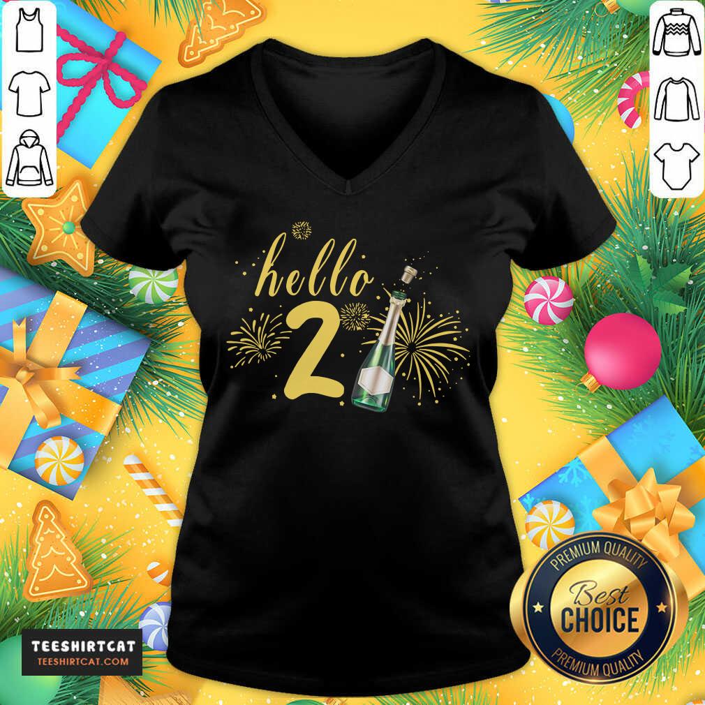 Hot Hello 2021 Champagne Bottle Fireworks New Years Party Shirt