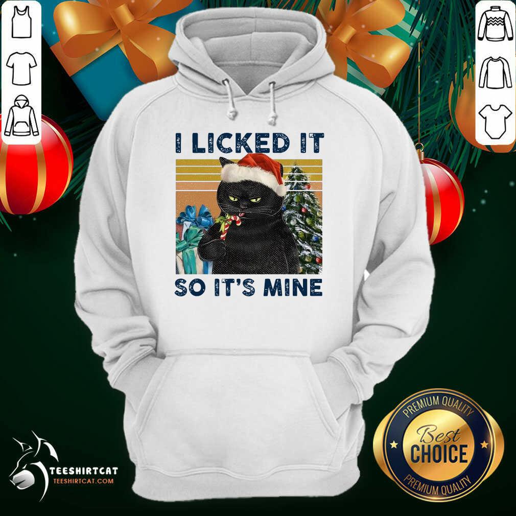 Hot I Licked It So It’s My Black Cat Wear Hat Santa Christmas Vintage Shirt