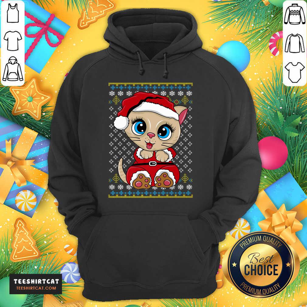 Hot Santa Kitten Ugly Christmas Gift Xmas Cat Pajama Santa Kitty T-Shirt