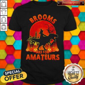 Pro Witch Riding Dinosaurs Brooms Are For Amateurs Halloween Shirt