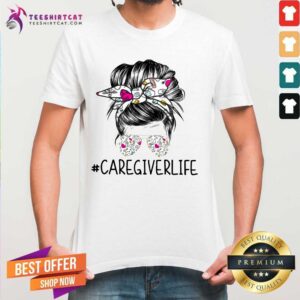 Lovely Bun Hair Sunglasses Headband Caregiver Life Shirt