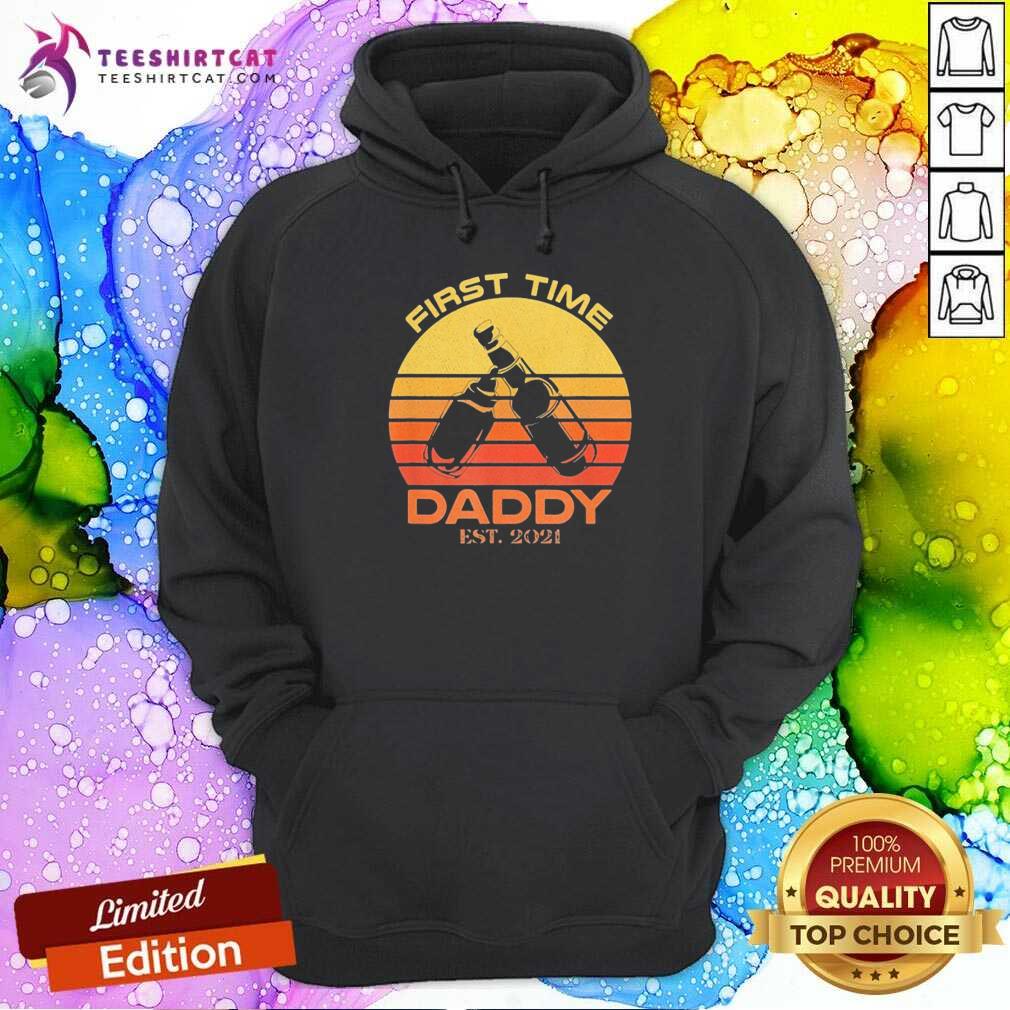 Nice First Time Daddy Est 2021 New Dad Cute Fathers Day Sunset Shirt