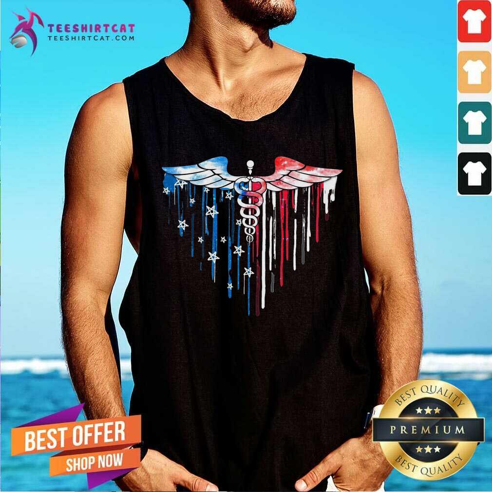 Nurse Watercolor American Flag Heart Shirt