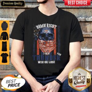 Skull Damn Right I’m A Oklahoma City Thunder Fan Win Or Lose American Flag Independence Day Shirt