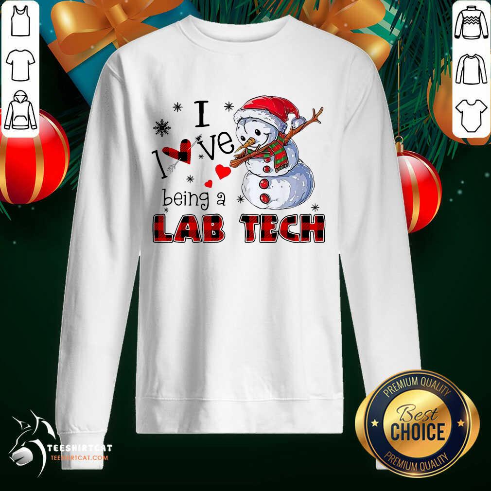 Official Snowman I Love Being A Lab Tech Merry Christmas Shirt