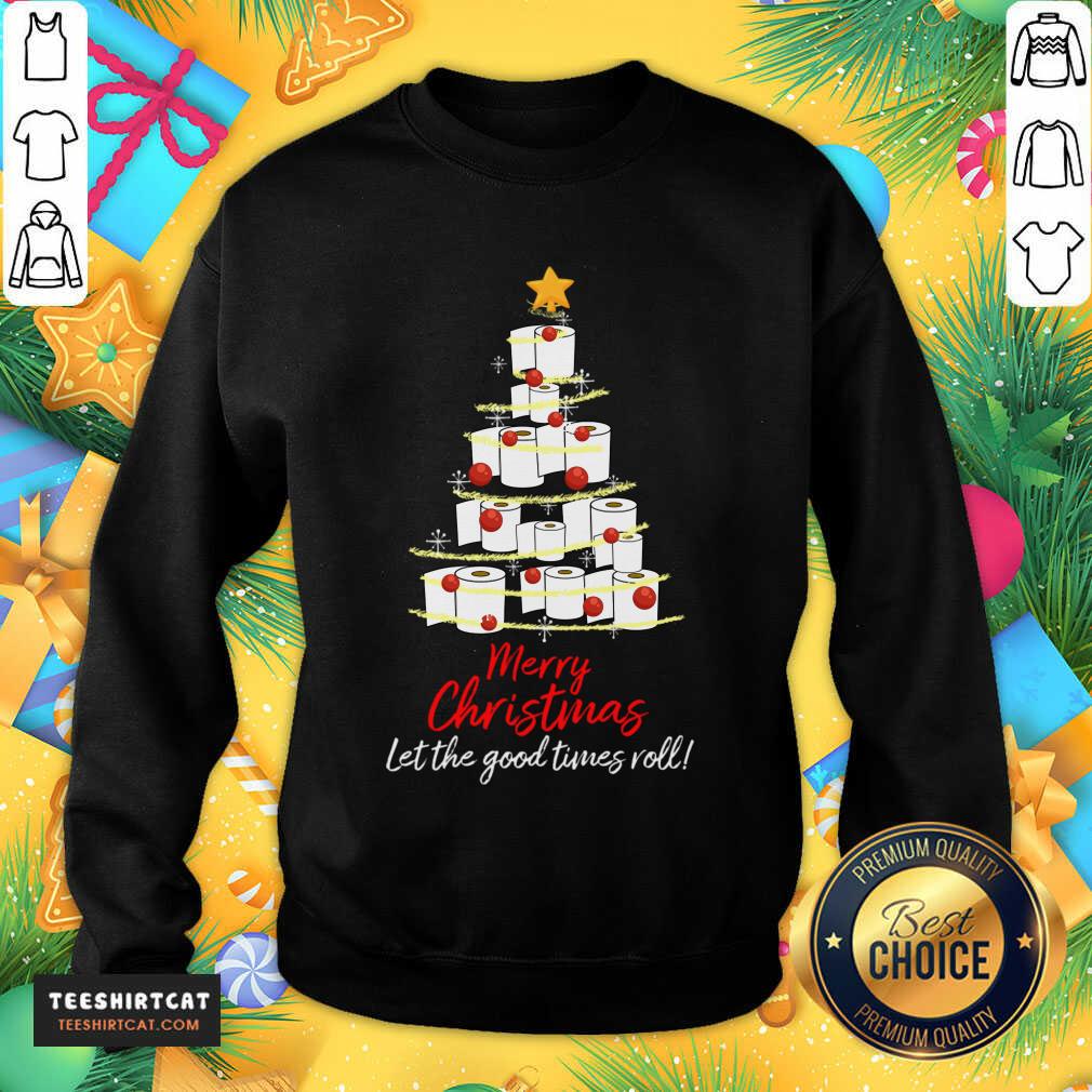 Official Toilet Paper Tree Merry Christmas Let The Good Times Roll Shirt