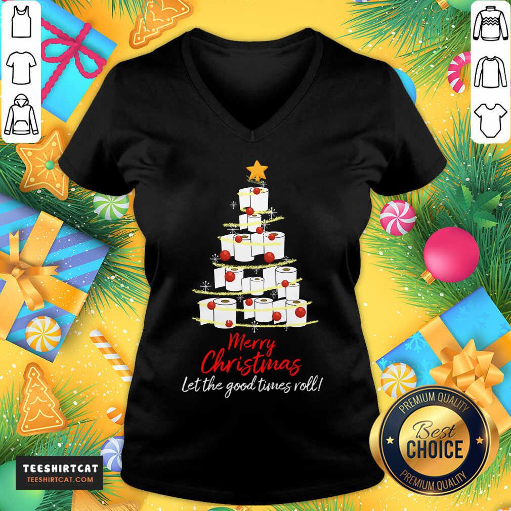 Official Toilet Paper Tree Merry Christmas Let The Good Times Roll Shirt