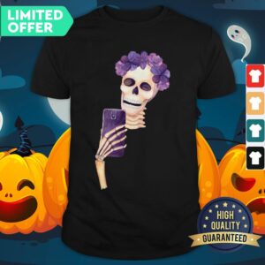 Funny Cute Floral Smiling Girl Skull Dia De Los Muertos Day Of Dead Shirt