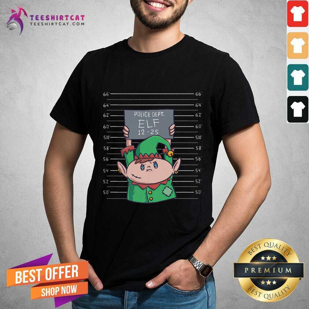 Perfect Elf Mugshot Funny Christmas Elves Police Officer Policemen Elf T-Shirt