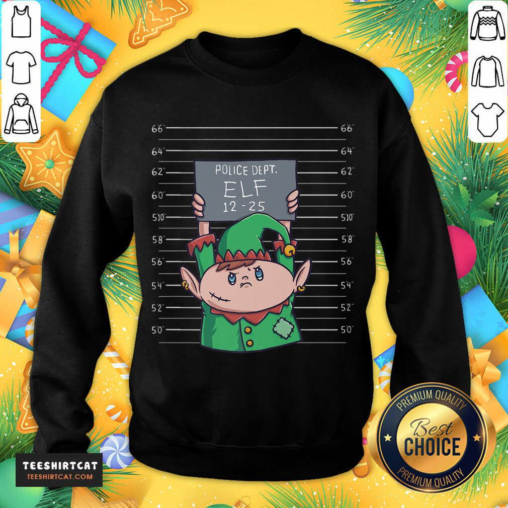 Perfect Elf Mugshot Funny Christmas Elves Police Officer Policemen Elf T-Shirt