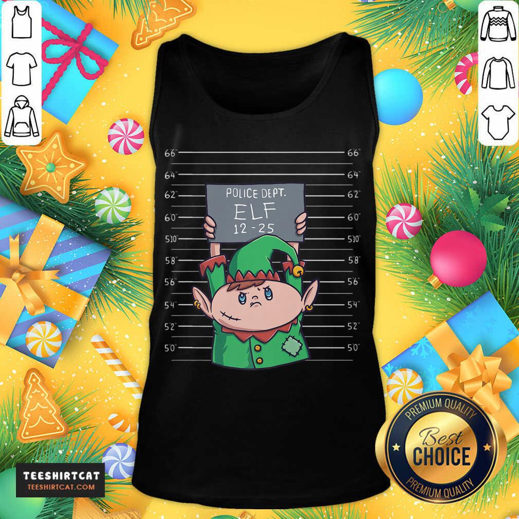 Perfect Elf Mugshot Funny Christmas Elves Police Officer Policemen Elf T-Shirt