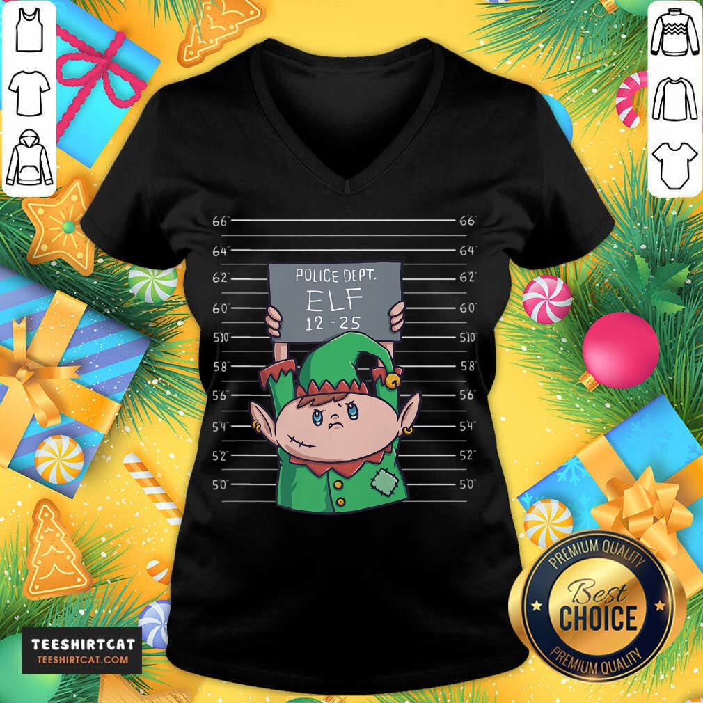 Perfect Elf Mugshot Funny Christmas Elves Police Officer Policemen Elf T-Shirt