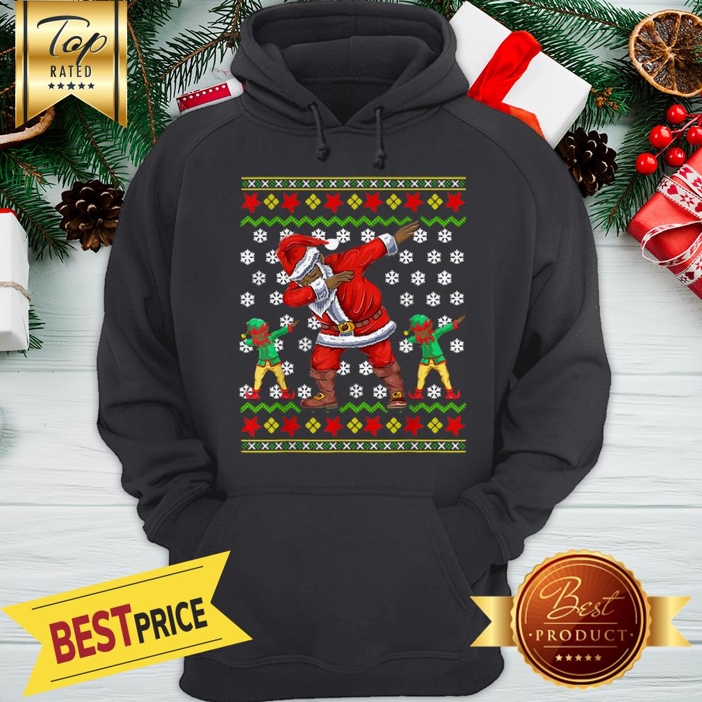 Pretty African American Dabbing Santa Elf Ugly Christmas Shirt