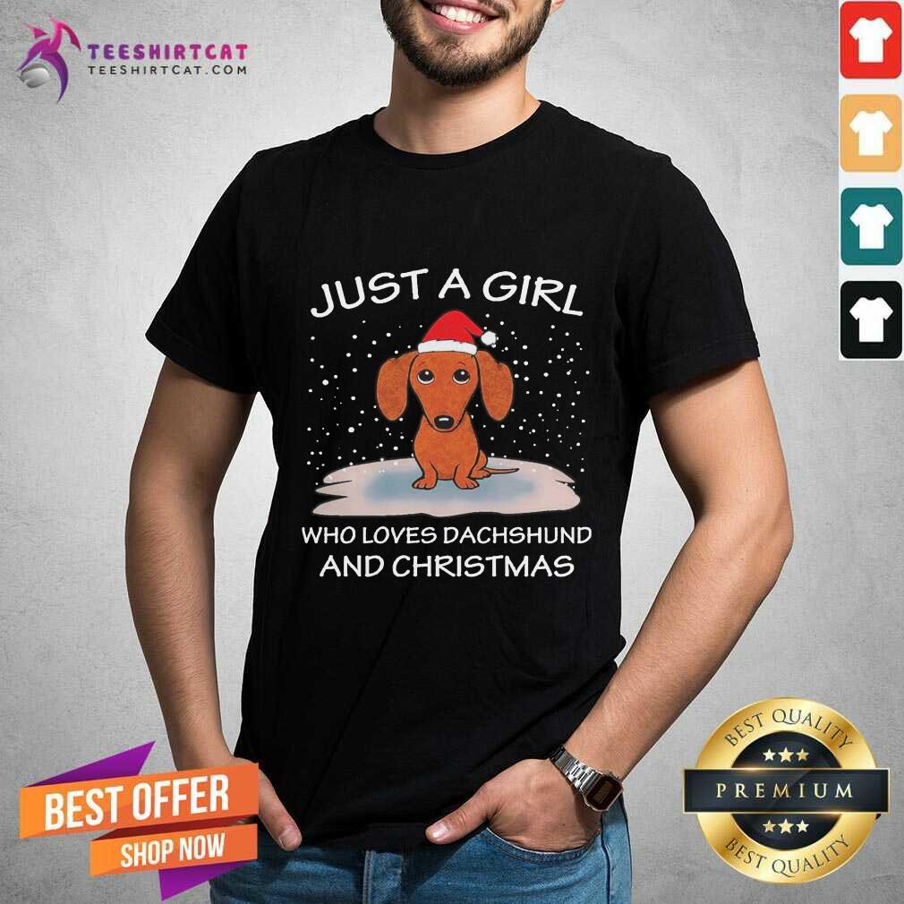 Pretty Just A Girl Who Loves Dachshund And Christmas Shirt
