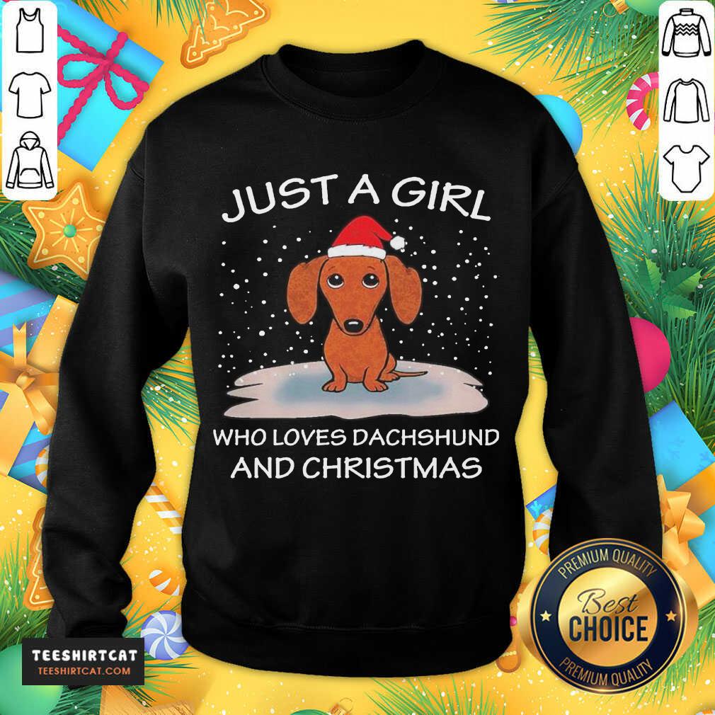 Pretty Just A Girl Who Loves Dachshund And Christmas Shirt