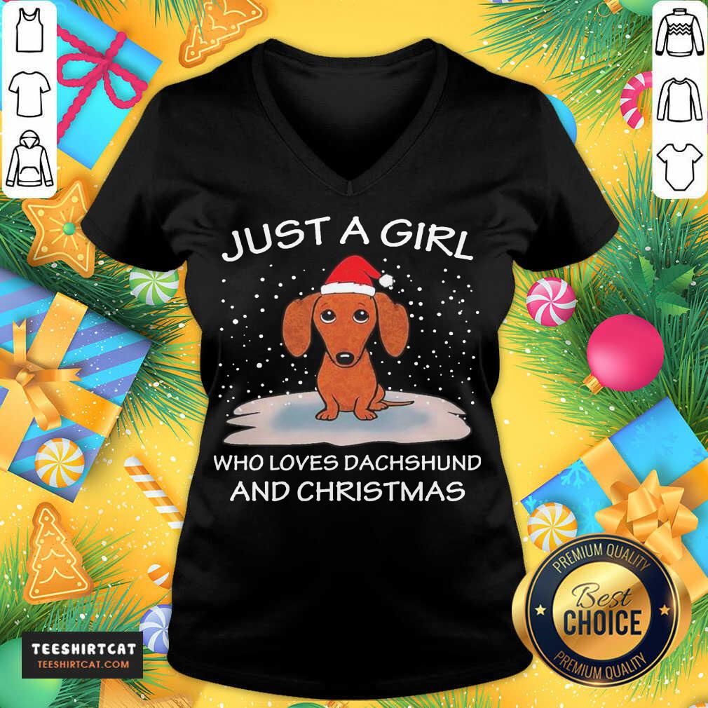 Pretty Just A Girl Who Loves Dachshund And Christmas Shirt
