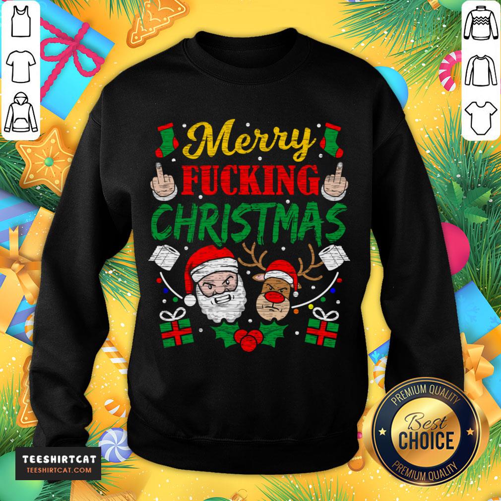 Pretty Merry Fucking Christmas Reindeer Santa Fucking Christmas T-Shirt