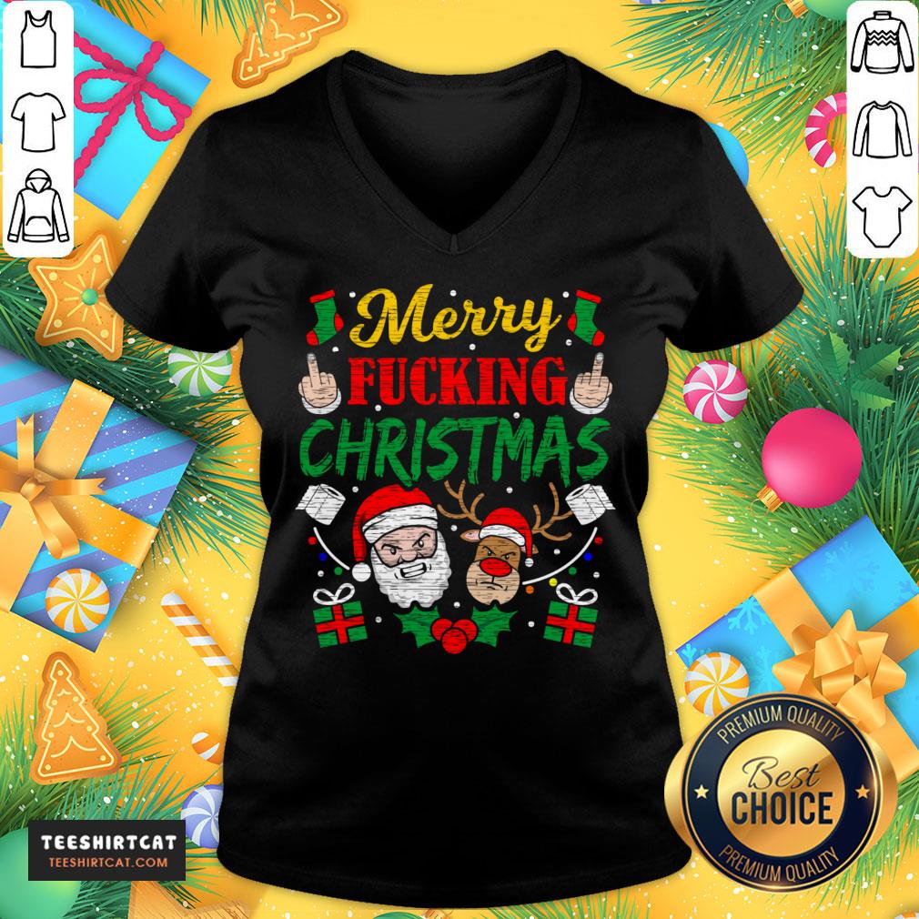 Pretty Merry Fucking Christmas Reindeer Santa Fucking Christmas T-Shirt