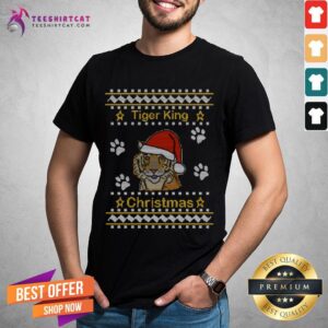 Good Tiger In Santa Hat On Christmas Sweater Christmas T-Shirt