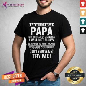 Good My No 1 Job As A Papa Is To Protect My Grandkids Don’t Believe Me Try Me Shirt