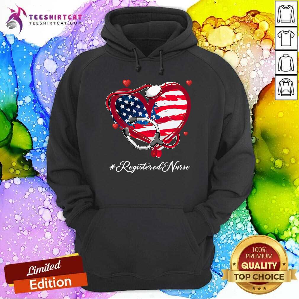 Stethoscope American Flag Heart Registered Nurse Shirt