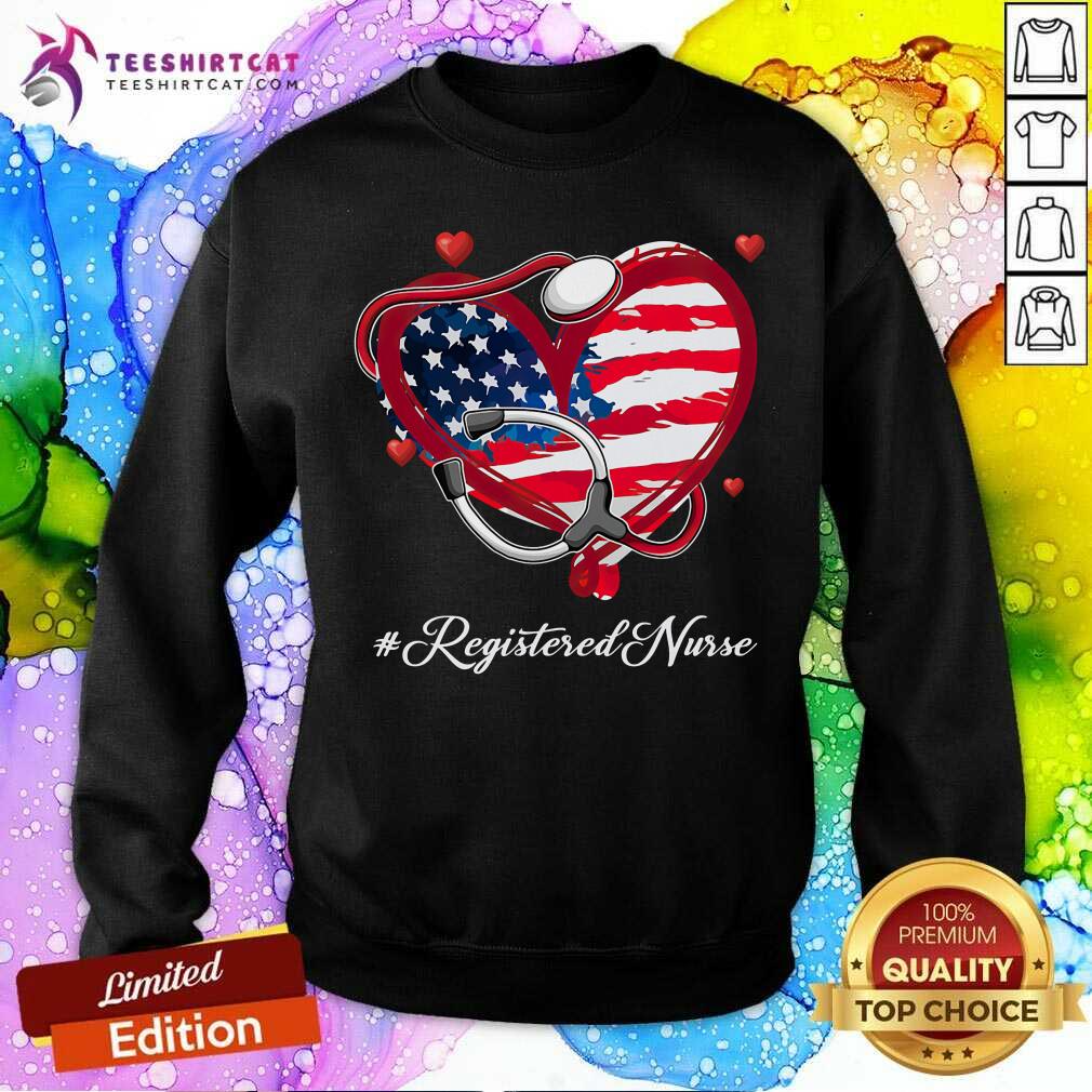 Stethoscope American Flag Heart Registered Nurse Shirt