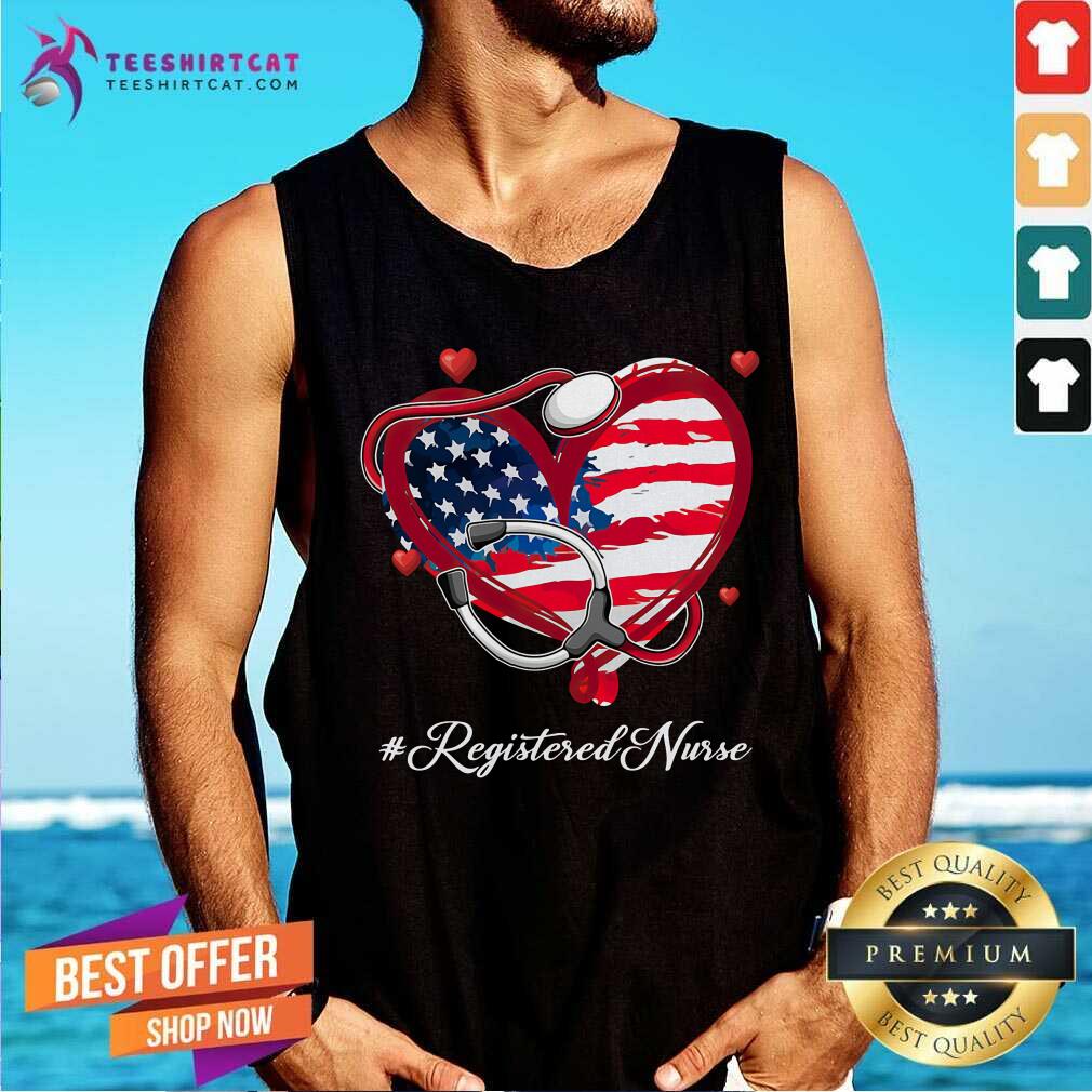 Stethoscope American Flag Heart Registered Nurse Shirt