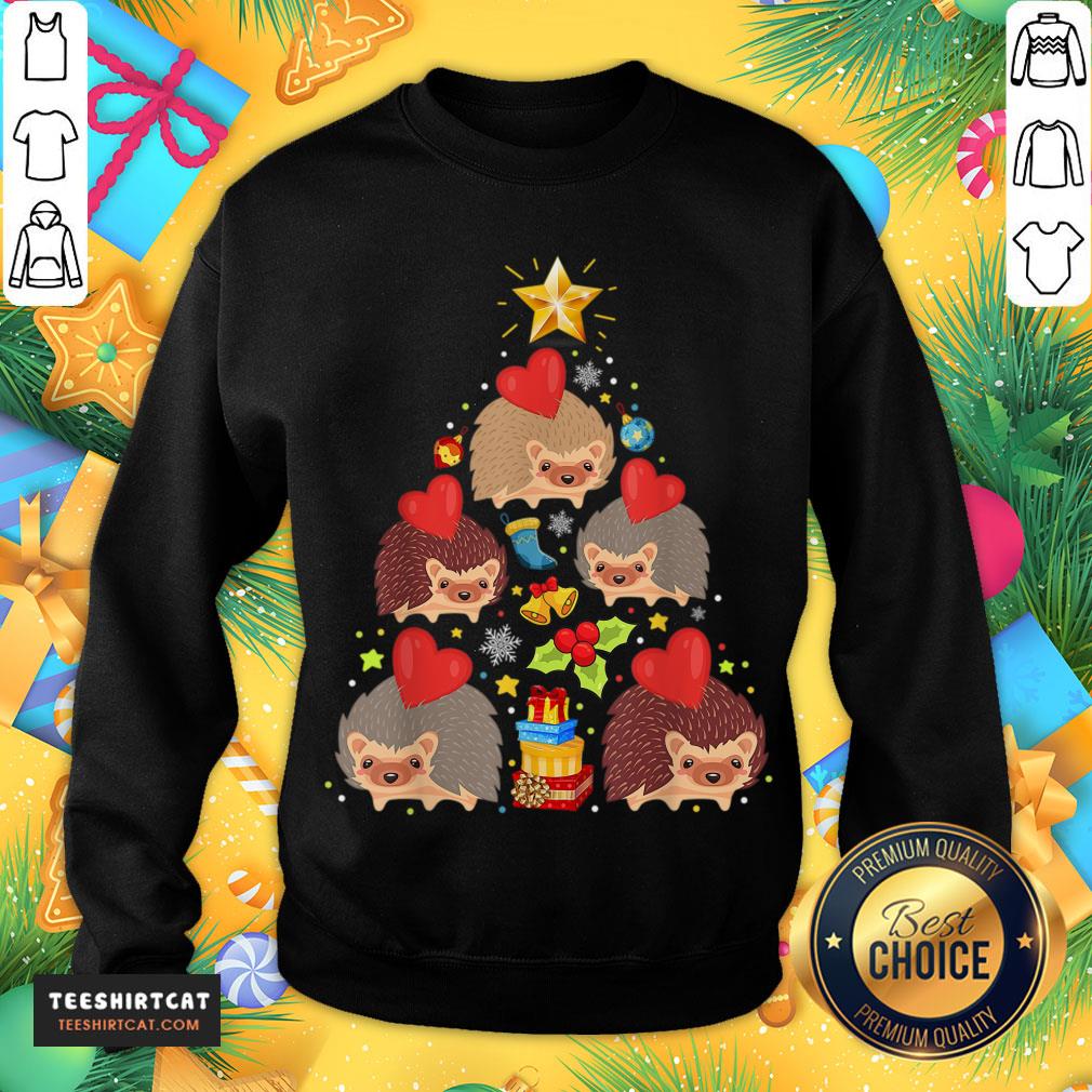 Top Hedgehog Christmas Tree Snow Funny Hedgehog Xmas Gift Hedgehog T-Shirt