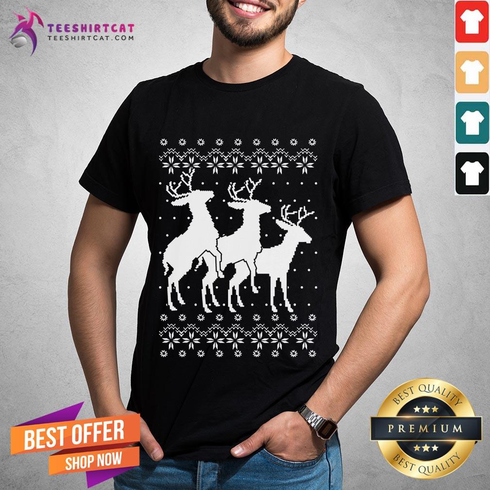 Top Rentier Ugly Christmas Weihnachten Lustig Geschenk Langarmshirt Shirt