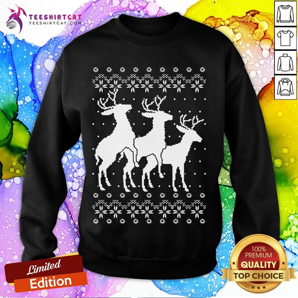 Top Rentier Ugly Christmas Weihnachten Lustig Geschenk Langarmshirt Shirt