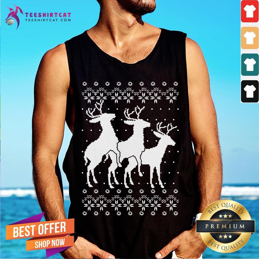 Top Rentier Ugly Christmas Weihnachten Lustig Geschenk Langarmshirt Shirt