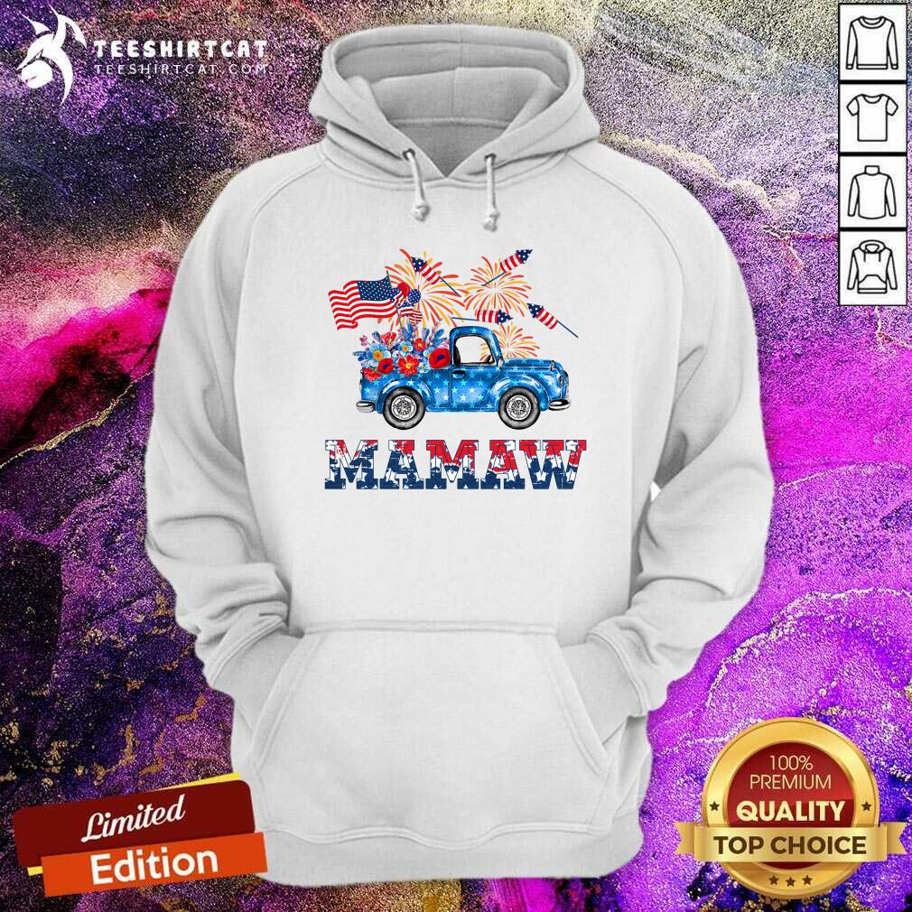 Truck With Flowers American Flag Mamaw 4th Of July Shirt