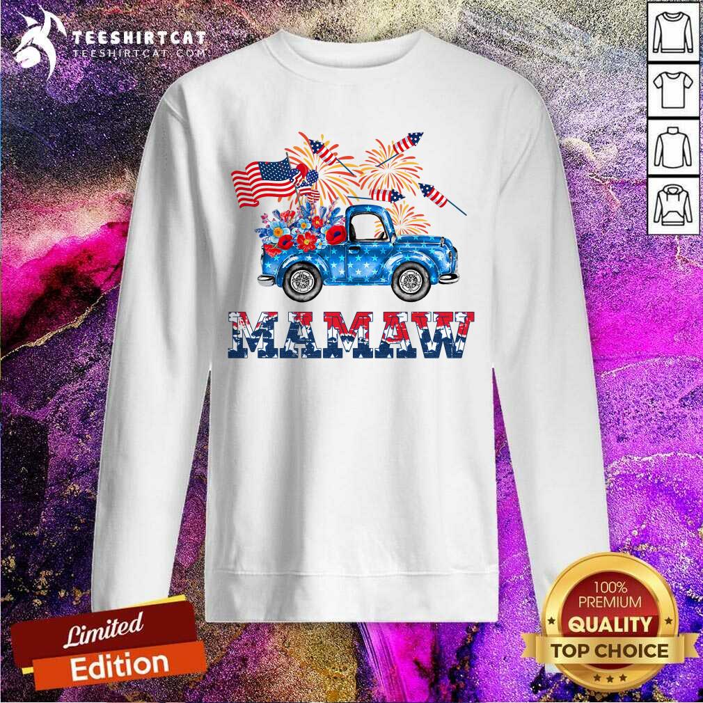 Truck With Flowers American Flag Mamaw 4th Of July Shirt